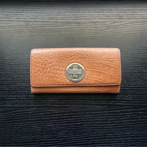 Gator Pattern Vintage Leather Kate Spade New York Wallet Turn Lock Polka Dot